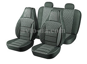 Чохли "PILOT" 2107 шкір. зам + тканина чорно/сіра