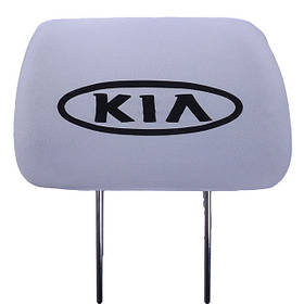 Чохол підголівників KIA білий-чорний логотип