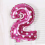 Кулька цифра 2 фольгована з сердечками 32 дюйма рожевий, фото 3