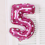 Кулька цифра 5 фольгована з сердечками 32 дюйма рожевий, фото 3