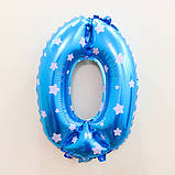 Кулька цифра 0 фольгована із зірочками 32 дюйма блакитний, фото 3