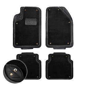 Килимки автомобільні універсальні Elegant 215013, 4 шт, зима/літо, чорні, гумові з текстилем, на кнопках