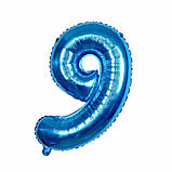 Кулька цифра 9 фольгована 32 дюйма блакитний, фото 2