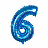 Кулька цифра 6 фольгована 32 дюйма блакитний, фото 2