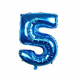 Кулька цифра 5 фольгована 32 дюйма блакитний, фото 2