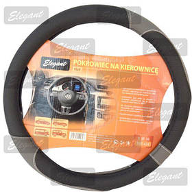 Чохол на кермо "L" (39-40см) чорний/сірий Elegant 105436