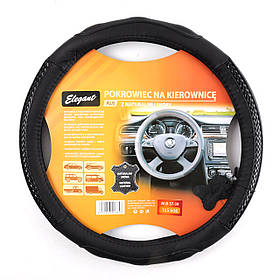 Чохол на кермо з натуральної шкіри "М" (37-38см) чорний Elegant 105606