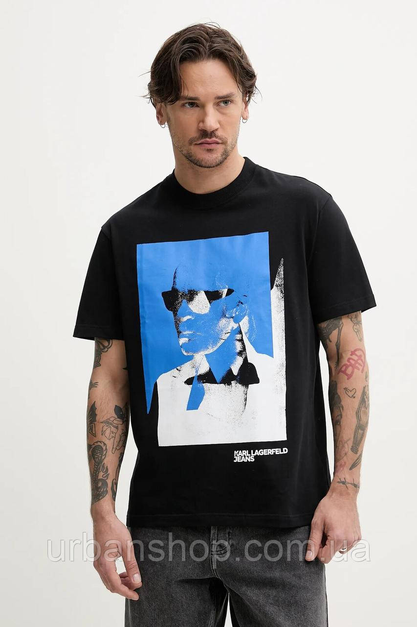 Urbanshop com ua Бавовняна футболка Karl Lagerfeld Jeans чоловіча колір чорний з принтом A2M17036 РОЗМІРИ