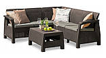 Набір пластикових садових меблів (кутовий диван + стійкик) Keter Corfu Relax Set Коричневий, фото 6
