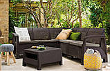 Набір пластикових садових меблів (кутовий диван + стійкик) Keter Corfu Relax Set Коричневий, фото 10