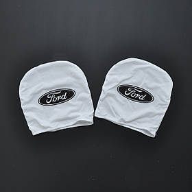 Чохол підголівників FORD білий-чорний логотип