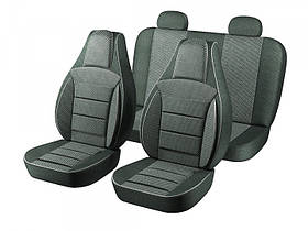 Чохли "PILOT" Lanos шкір. зам + тканина чорно/сіра