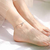 Акуратний срібний браслет на ногу, антаклет із кульками та бубончиком — срібло 925 проби EGYPT SILVER