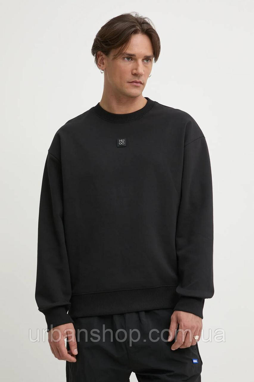 Urbanshop com ua Кофта HUGO чоловіча колір чорний з аплікацією 50533689 РОЗМІРИ ЗАПИТУЙТЕ