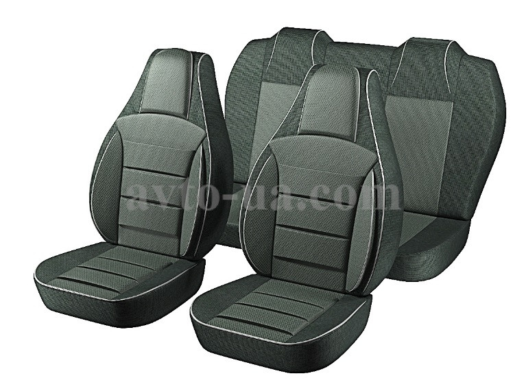 Чохли "PILOT" Lanos ЗАЗ шкір.зам + тканина сіра (горби-задн. сидіння), фото 1