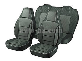 Чохли "PILOT" Lanos ЗАЗ шкір.зам + тканина сіра (горби-задн. сидіння)