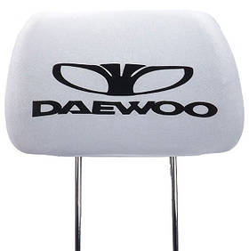 Чохол підголівників DAEWOO білий-чорний логотип