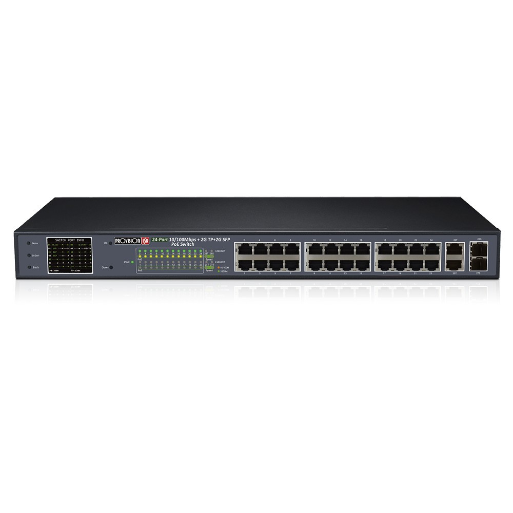 Некерований PoE-комутатор Provision-ISR PoES-24370CL+2G+2SFP з 24 портами PoE