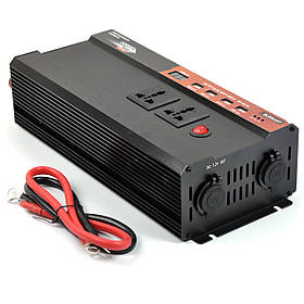 Перетворювач 12V -220V/2000W/Модиф.синус4USB+2 Розет220V+2 Розет12V+Провід підк "Elegant"101 402