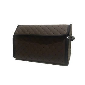 Саквояж-органайзер у багажник 500х300х250мм Коричневий шкірзам 1відділ/пласт.ручки/липучки+перемичка