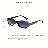 Стильні овальні окуляри з прикрасою зі стразів, світло-коричневий, фото 3