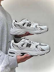 Чоловічі білі кросівки New Balance 530 White — шкіра та сітка, весна-літо-осінь