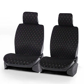 Накидки сидінь "Алькантара" "PREMIUM DEKOR" Чорна - Чорна нитка (1+1)Передні (2-a Підголовника)