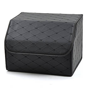 Саквояж-органайзер у багажник 400х300х250мм Чорний ромб шкірзам,чорна нитка