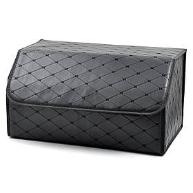 Саквояж-органайзер у багажник 550х300х250мм Чорний ромб шкірзам,чорна нитка