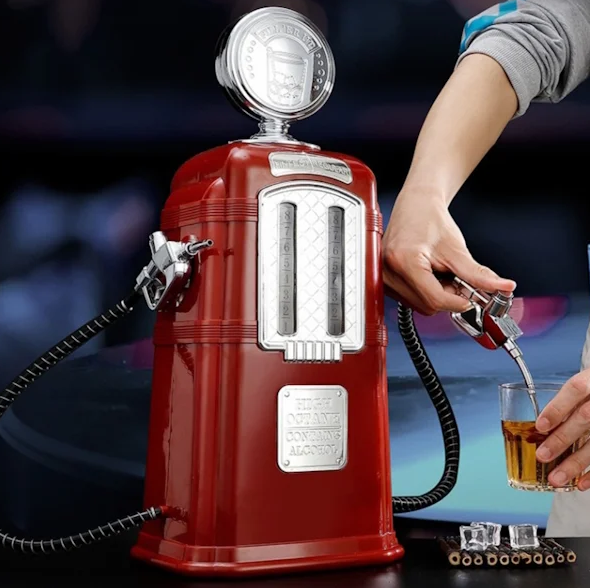 Диспенсер для напоїв у вигляді ретробензоколонки, оригінальний подарунок, фото 1