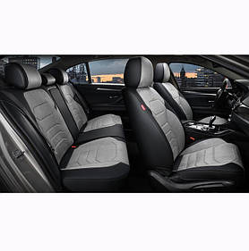 Чохли - Накидки сидіння Алькантара + Шкір.зам5D "VERONA" (закр-а спинка +кишеня)Сірі Elegant 700143
