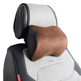 Подушка на підголівник з ефектом Пам'яті Алькантара+еко-шкіра Кавова (2шт/к-кт) "Elegant"-700 505