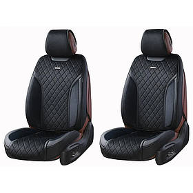 Чохли - Накидки сидіння Алькантара + Шкір. зам 3D "TORINO" Чорні Elegant Передні - 700 226