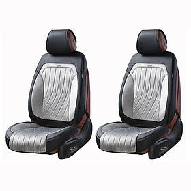 Чохли - Накидки сидіння Алькантара + Шкір. зам 3D "MODENA" Сірі Elegant Передні - 700 233