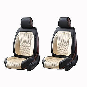 Чохли - Накидки сидіння Алькантара + Шкір. зам 3D "MODENA" Бежеві Elegant Передні - 700 234