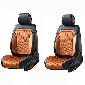 Чохли - Накидки сидіння Алькантара + Шкір. зам 3D "MODENA" Кавові Elegant Передні - 700 235