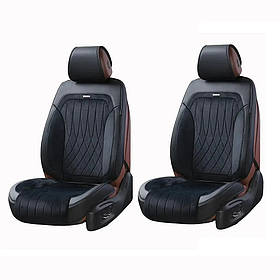 Чохли - Накидки сидіння Алькантара + Шкір. зам 3D "MODENA" Чорні Elegant Передні - 700 236