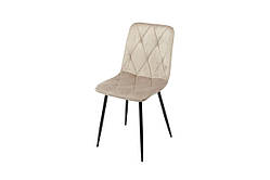 Стілець стильний бежевий COREY чорний кухонні тканинні стільці зі спинкою та м'яким сидінням
