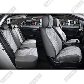 Чохли - Накидки сидіння Алькантара + Шкір.зам5D"SORRENTO" (закр-а спинка+кишеня)Сірі Elegant 700153