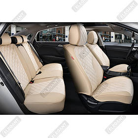 Чохли - Накидки сидіння Алькантара + Шкір.зам5D"SORRENTO"(закр-а спинка+кишеня)Бежеві Elegant 700154