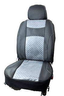 Чохли_ ''В'' (1+1) чорні ( РОМБ - Сіра середина)"Автосвіт"MAX" (2-а Підголов Спинка і сид.окрем)