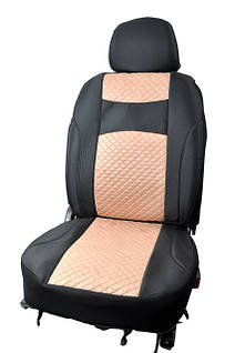 Чохли_ ''В'' (1+1) чорні ( РОМБ - Бежева середина)"Автосвіт"MAX" (2-а Підголов Спинка і сид.окрем)