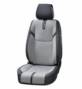 Чохли - Накидки сидіння Тканина + Шкір. зам 3D "MANHATTAN" Сірі Beltex - BX86200