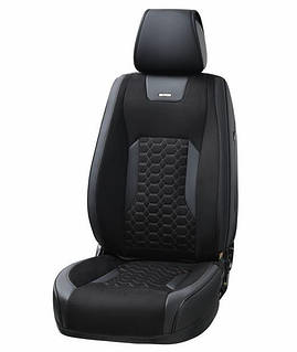 Чохли - Накидки сидіння Алькантара + Шкір. зам 3D "MONTANA" Чорні Beltex - BX87100