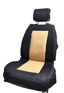 Майка чорна/РОМБ бежевий передня автотканина "АвтоСвіт" "MAX" (Закритий бік та низ/2-а підгол./кар.)