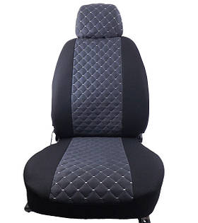 Чохли ''В'' "LUXE MAX" Чорні - Середина Алькантара Графіт ромби(Заднє сид-ня розділене+5-Підголов.в)