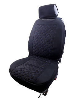 Майка чорна/РОМБ стьобаний синьою ниткою на флісі(1+1)Закритий бік та низ/2-а підголовника)