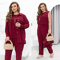 Прогулянковий жіночий костюм трійка з крепу великі розміри
