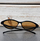 Жіночі сонцезахисні окуляри-лисички, чорні з жовтими лінзами, фото 2