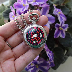 Кишеньковий  годинник  fire dept. на цепочці Бронза